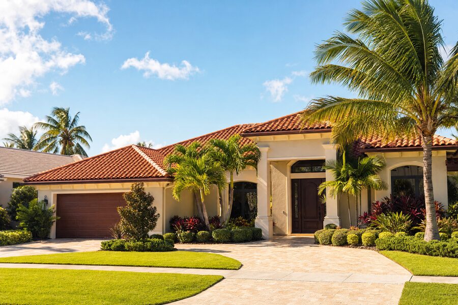 A beautiful South Florida home with palm trees